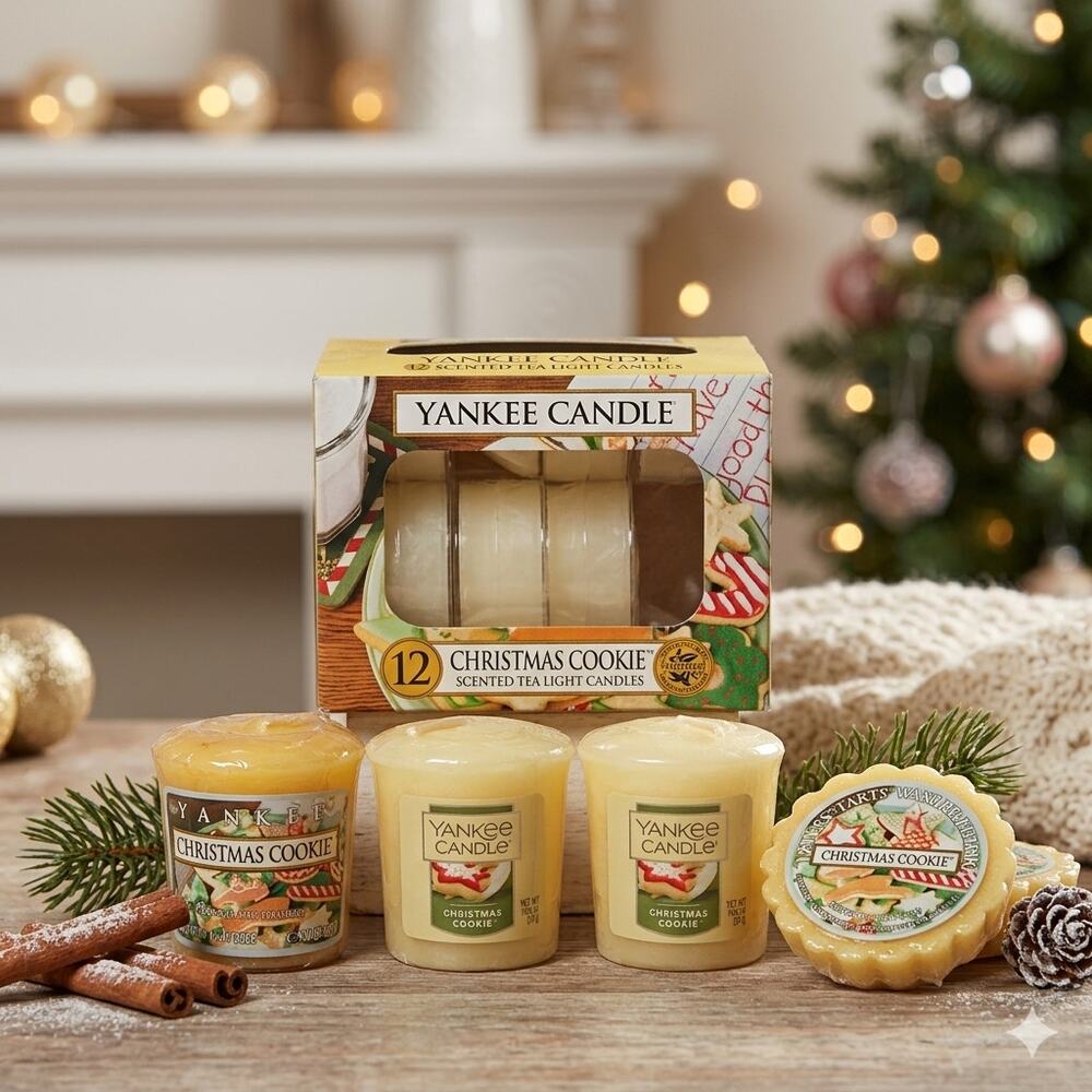 Vintage Yankee Candle Christmas Cookie Lot 11pc Tea Lights Votives Wax Tart HTF